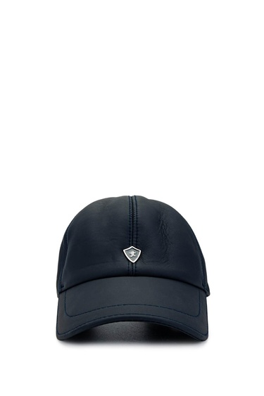  Tamer Tanca Erkek Hakiki Deri Lacivert Şapka