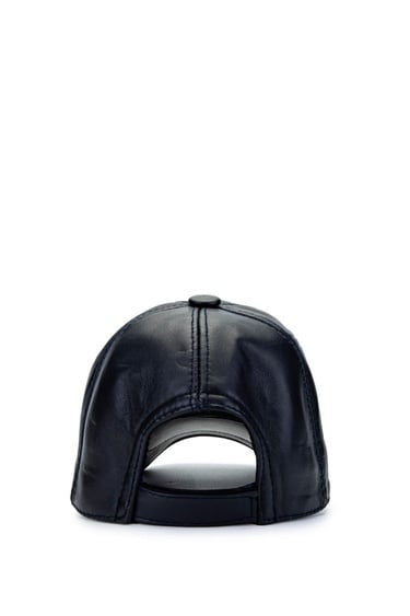  Tamer Tanca Erkek Hakiki Deri Lacivert Şapka