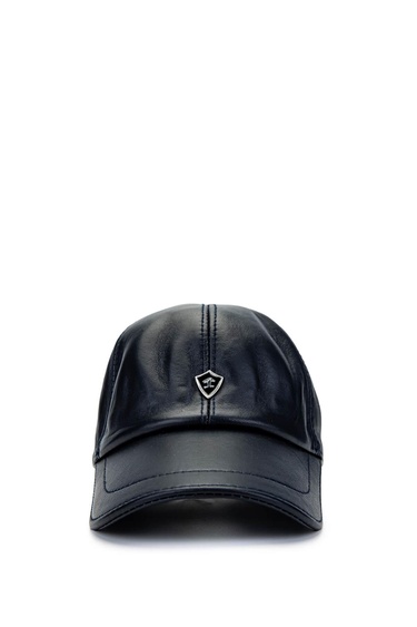  Tamer Tanca Erkek Hakiki Deri Lacivert Şapka