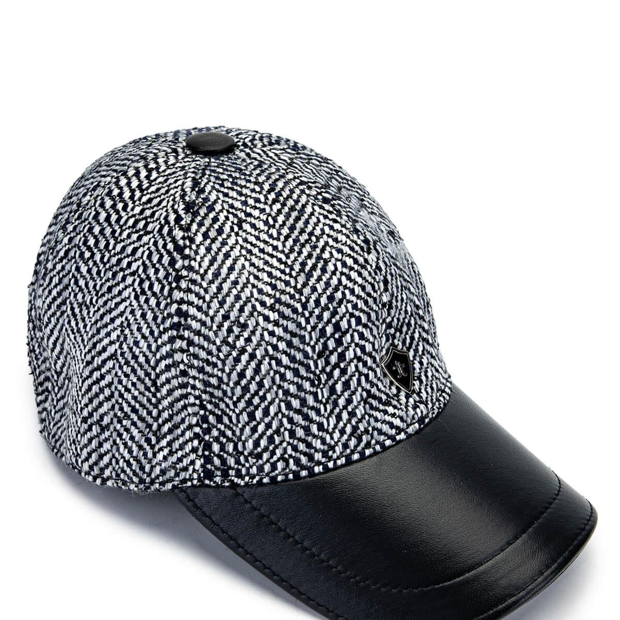 Tamer Tanca Erkek Deri & Tekstil Lacivert/Beyaz Şapka