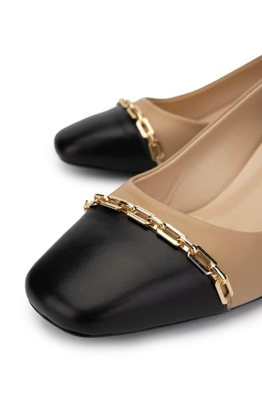  Tamer Tanca Kadın Hakiki Deri Bej Topuklu Ayakkabı