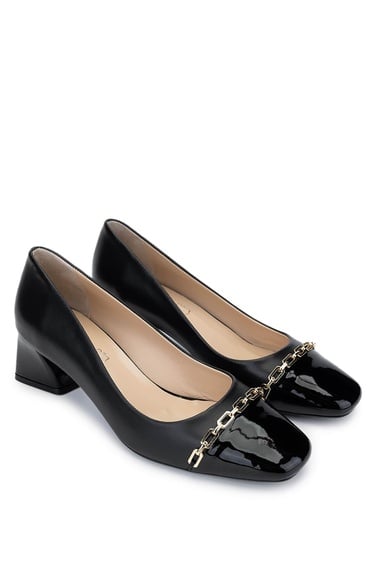  Tamer Tanca Kadın Hakiki Deri Siyah Topuklu Ayakkabı