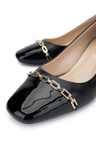  Tamer Tanca Kadın Hakiki Deri Siyah Topuklu Ayakkabı