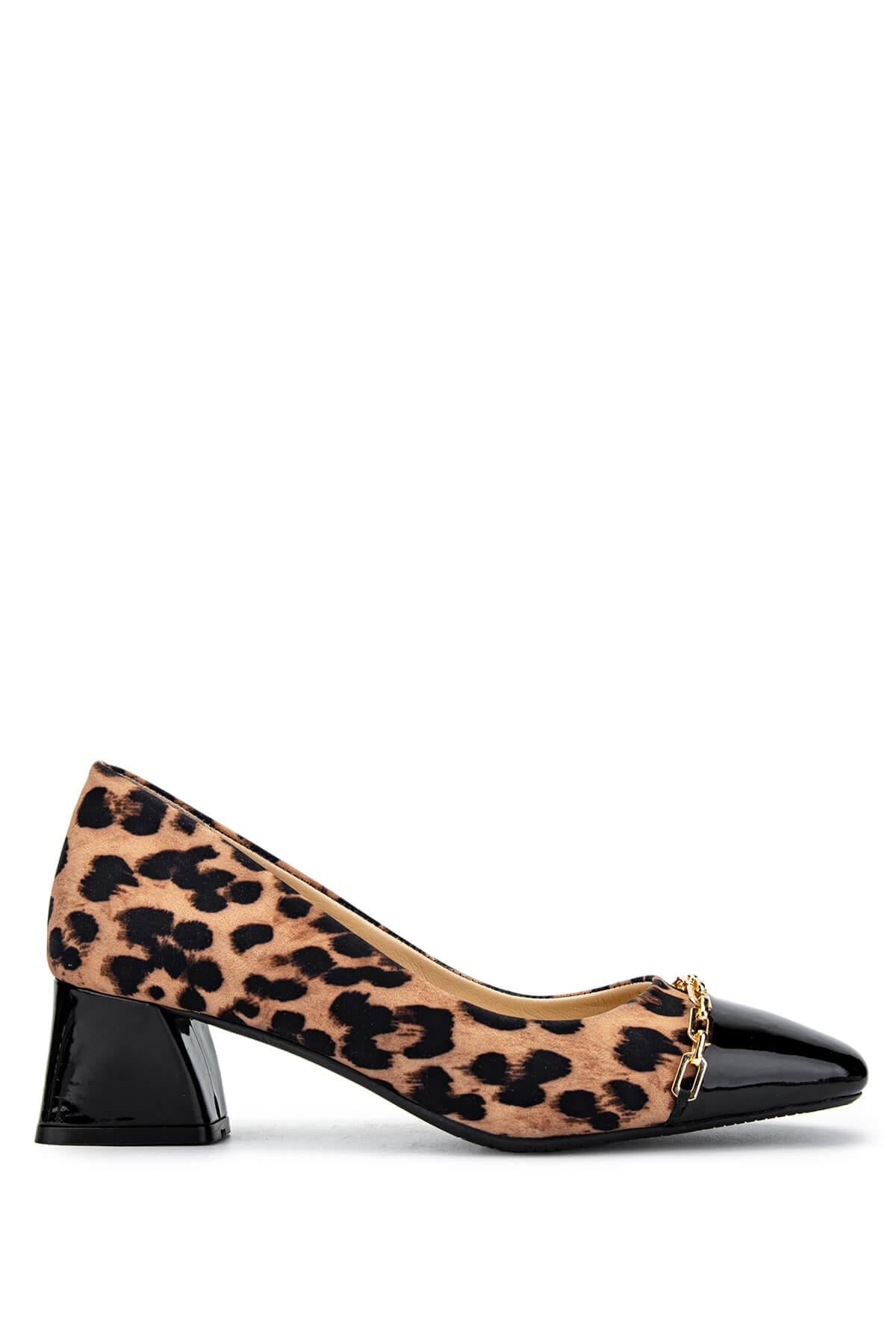  Tamer Tanca Kadın Hakiki Deri Leopar Topuklu Ayakkabı