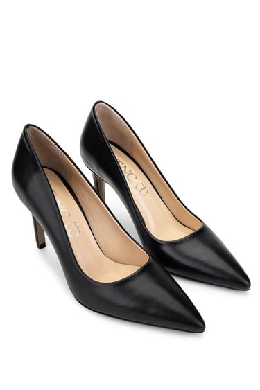  Tamer Tanca Kadın Hakiki Deri Siyah Deri Topuklu Ayakkabı