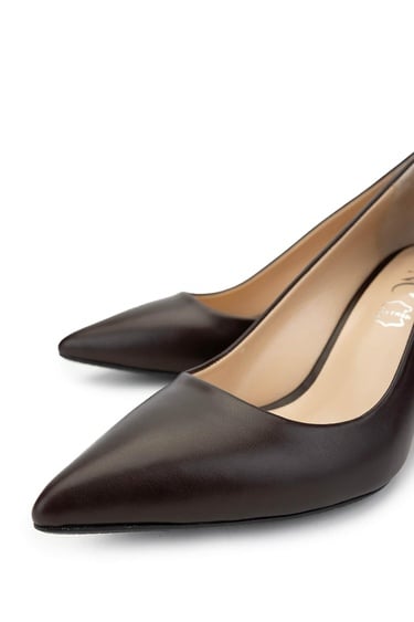  Tamer Tanca Kadın Hakiki Deri Kahverengi Topuklu Ayakkabı