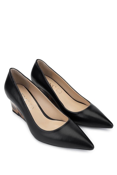  Tamer Tanca Kadın Hakiki Deri Siyah Deri Topuklu Ayakkabı