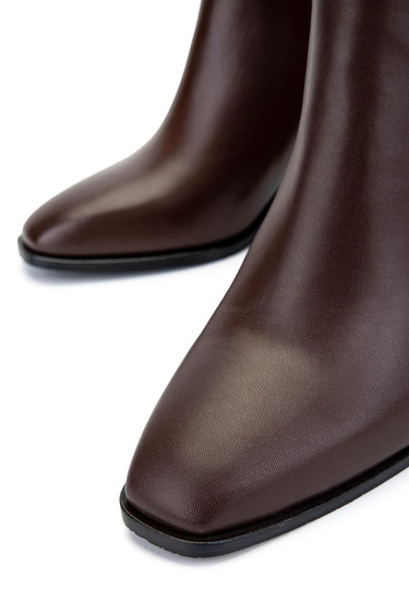  Tamer Tanca Kadın Hakiki Deri Kahverengi Deri Topuklu Bot