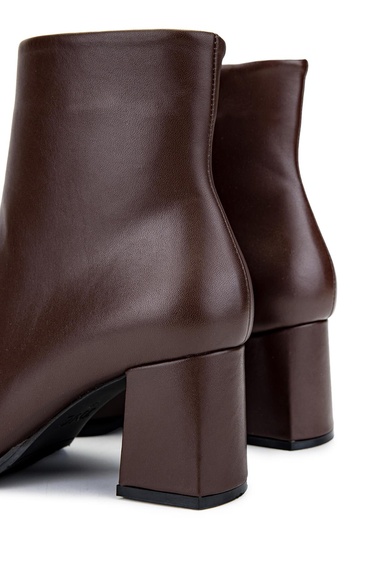  Tamer Tanca Kadın Hakiki Deri Kahverengi Deri Topuklu Bot
