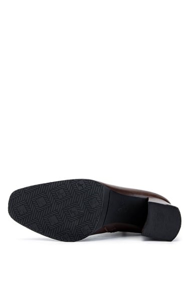  Tamer Tanca Kadın Hakiki Deri Kahverengi Deri Topuklu Bot