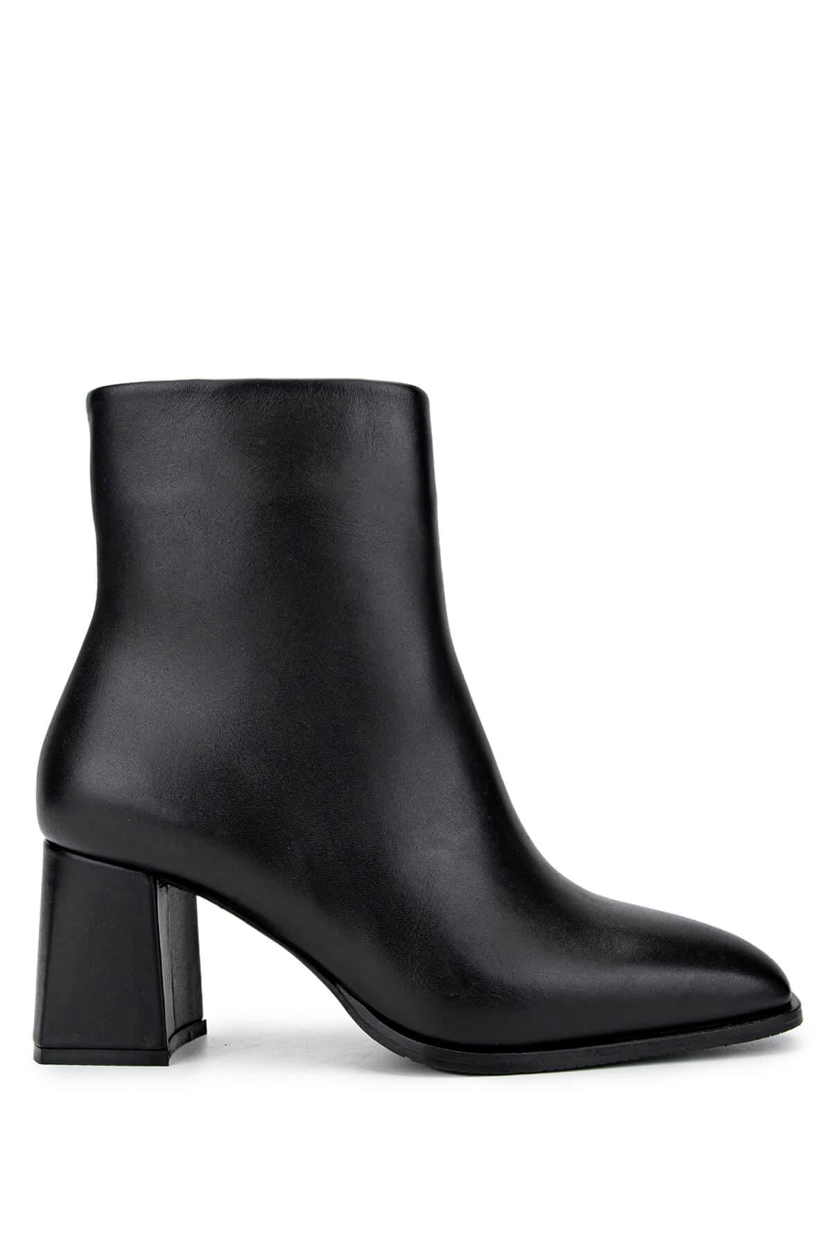  Tamer Tanca Kadın Hakiki Deri Siyah Topuklu Bot