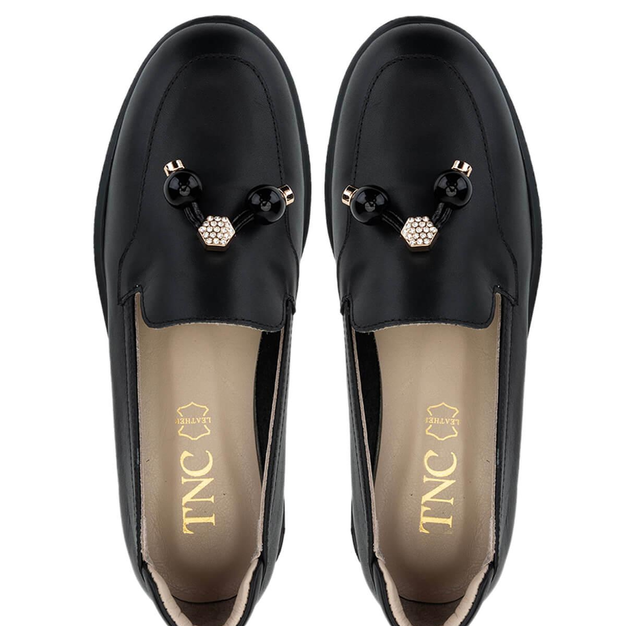 Tamer Tanca Kadın Hakiki Deri Siyah Deri Loafer Ayakkabı