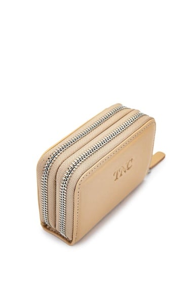  Tamer Tanca Unisex Hakiki Deri Bej Cüzdan Cuzdan