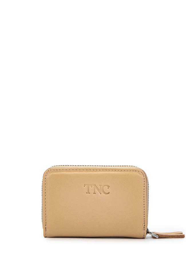  Tamer Tanca Unisex Hakiki Deri Bej Cüzdan Cuzdan