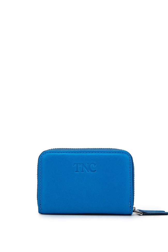 Tamer Tanca Unisex Hakiki Deri Mavi Cüzdan Cuzdan