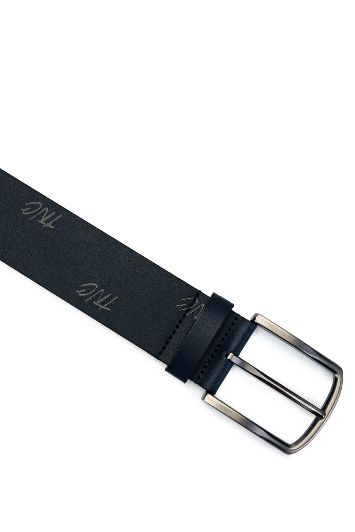  Tamer Tanca Erkek Hakiki Deri Lacivert Spor Kemer