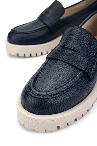  Tamer Tanca Kadın Hakiki Deri Lacivert Loafer Ayakkabı