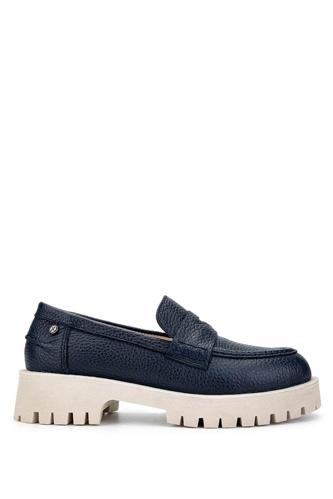  Tamer Tanca Kadın Hakiki Deri Lacivert Loafer Ayakkabı