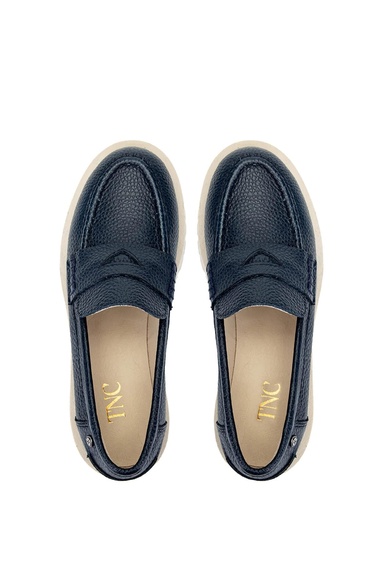  Tamer Tanca Kadın Hakiki Deri Lacivert Loafer Ayakkabı