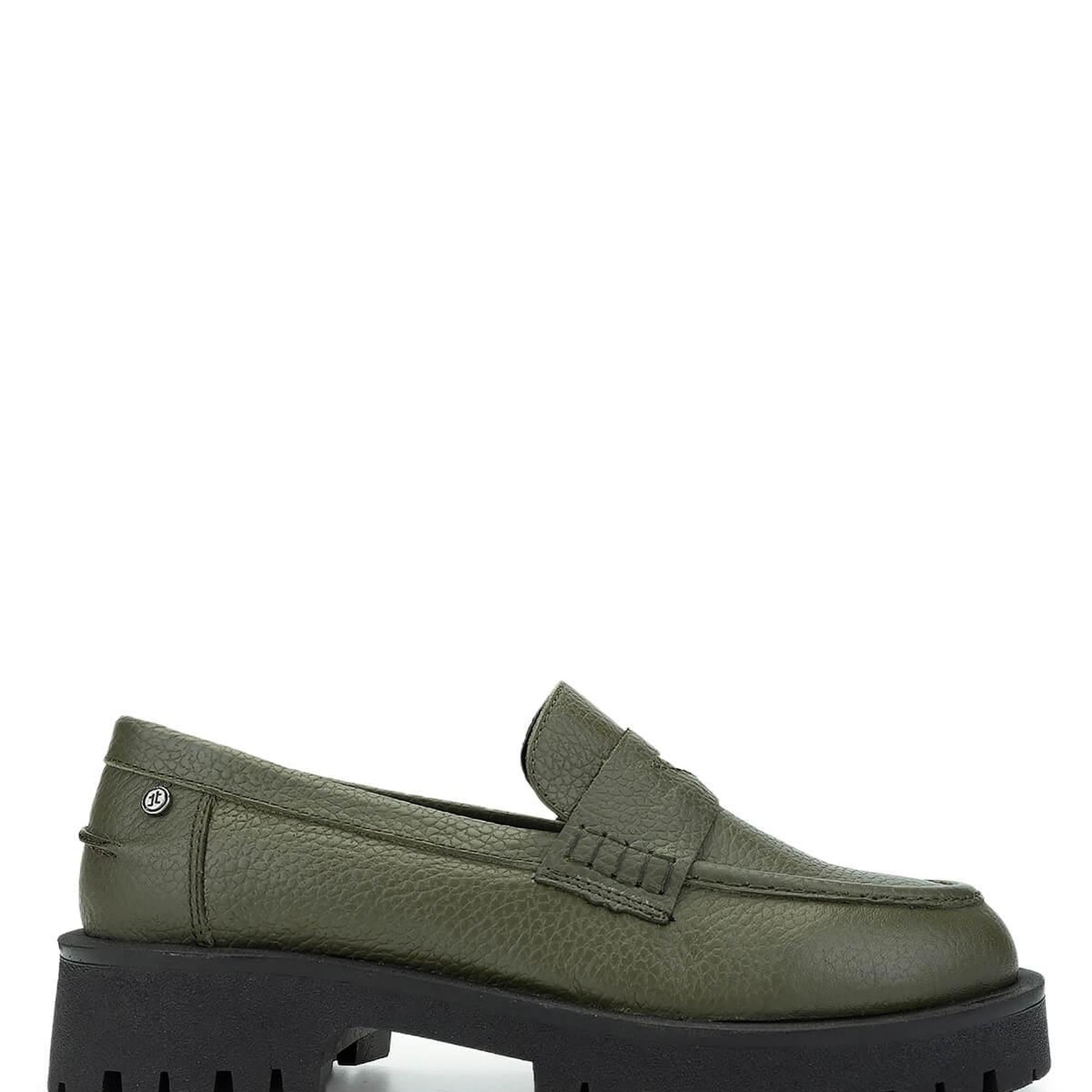 Tamer Tanca Kadın Hakiki Deri Yeşil Loafer Ayakkabı