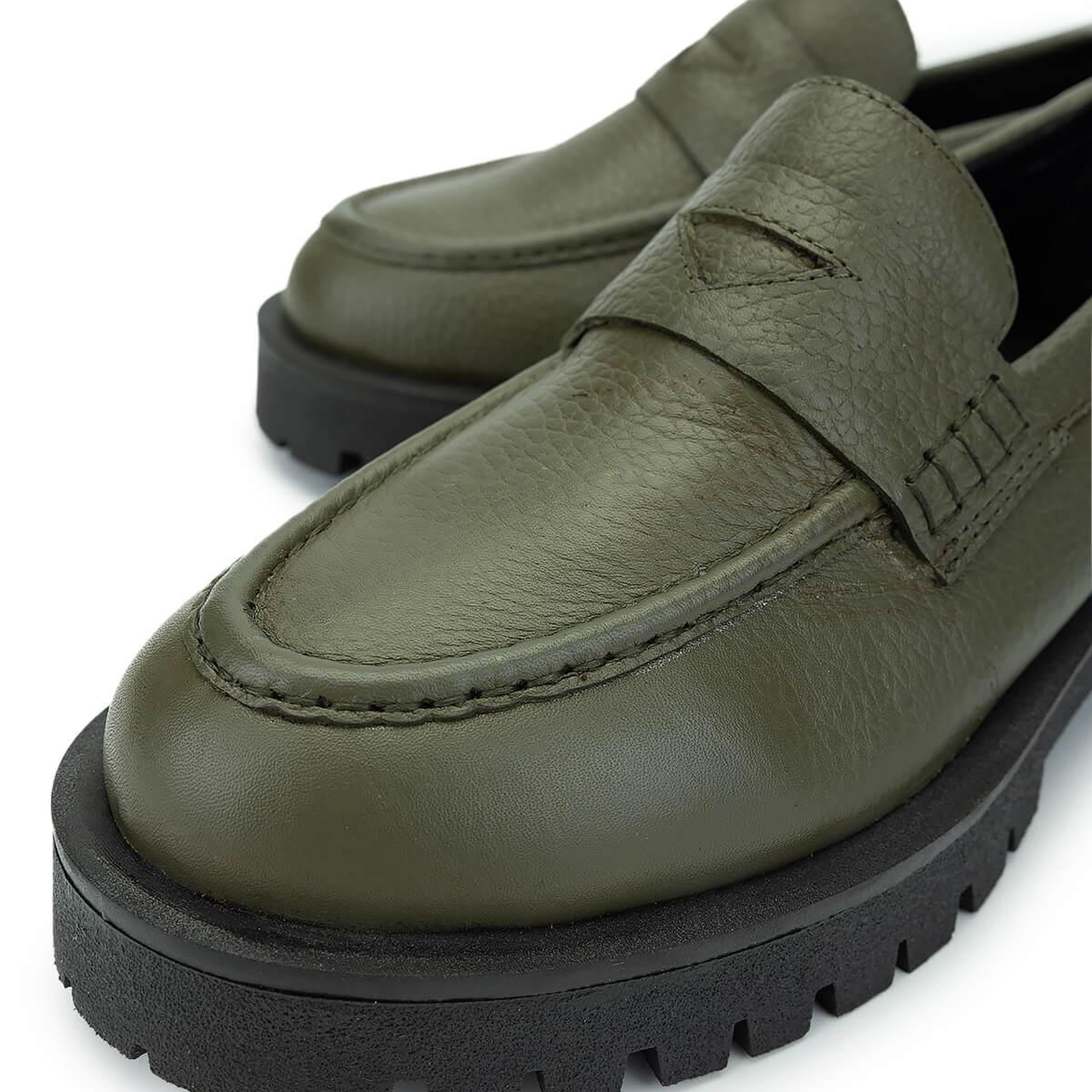 Tamer Tanca Kadın Hakiki Deri Yeşil Loafer Ayakkabı