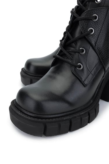  Tamer Tanca Kadın Hakiki Deri Siyah Topuklu Bot