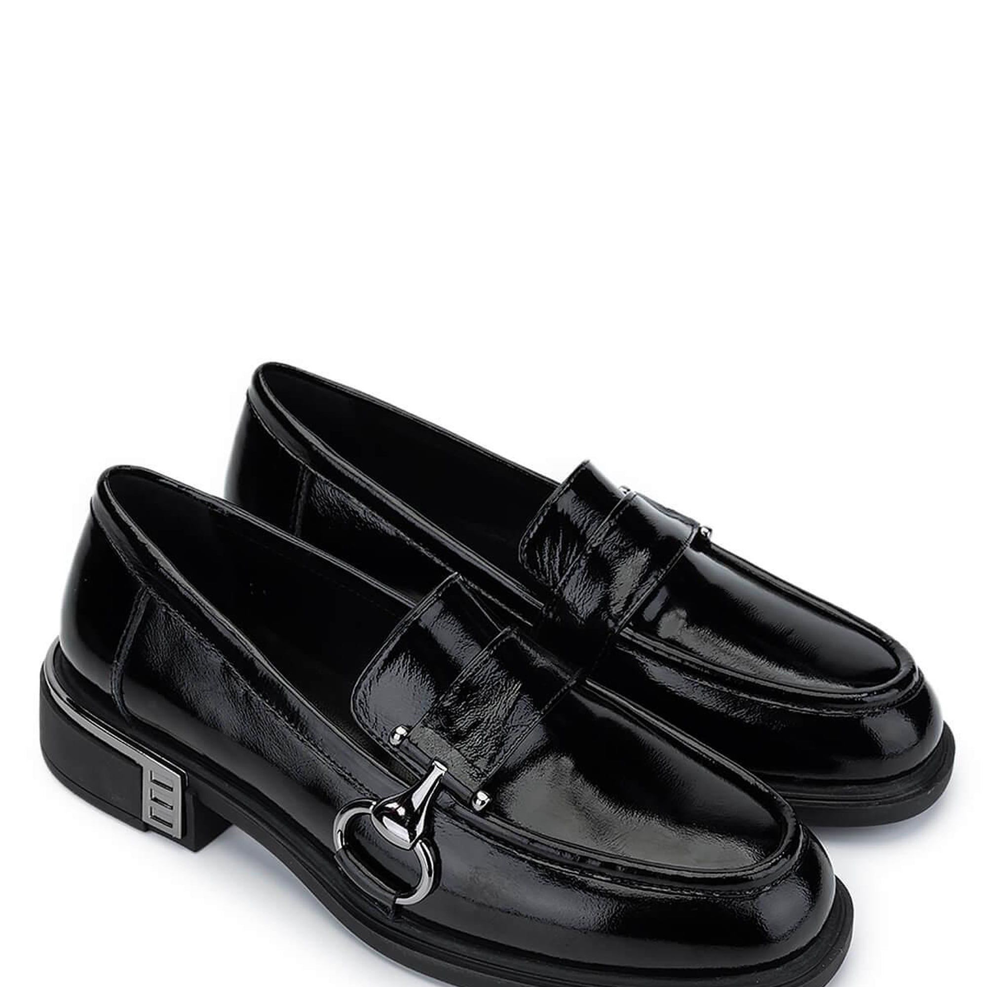 Tamer Tanca Kadın Hakiki Deri Siyah Rugan Loafer Ayakkabı