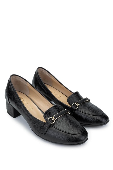  Tamer Tanca Kadın Hakiki Deri Siyah Deri Topuklu Ayakkabı