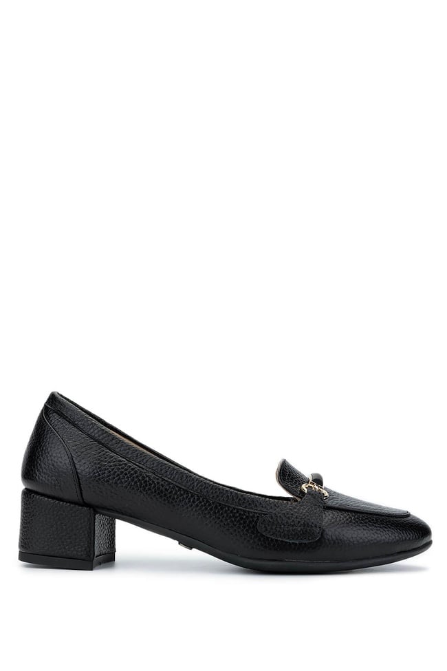  Tamer Tanca Kadın Hakiki Deri Siyah Deri Topuklu Ayakkabı