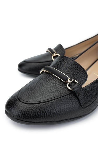  Tamer Tanca Kadın Hakiki Deri Siyah Deri Topuklu Ayakkabı