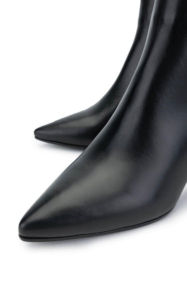  Tamer Tanca Kadın Hakiki Deri Siyah Deri Topuklu Bot