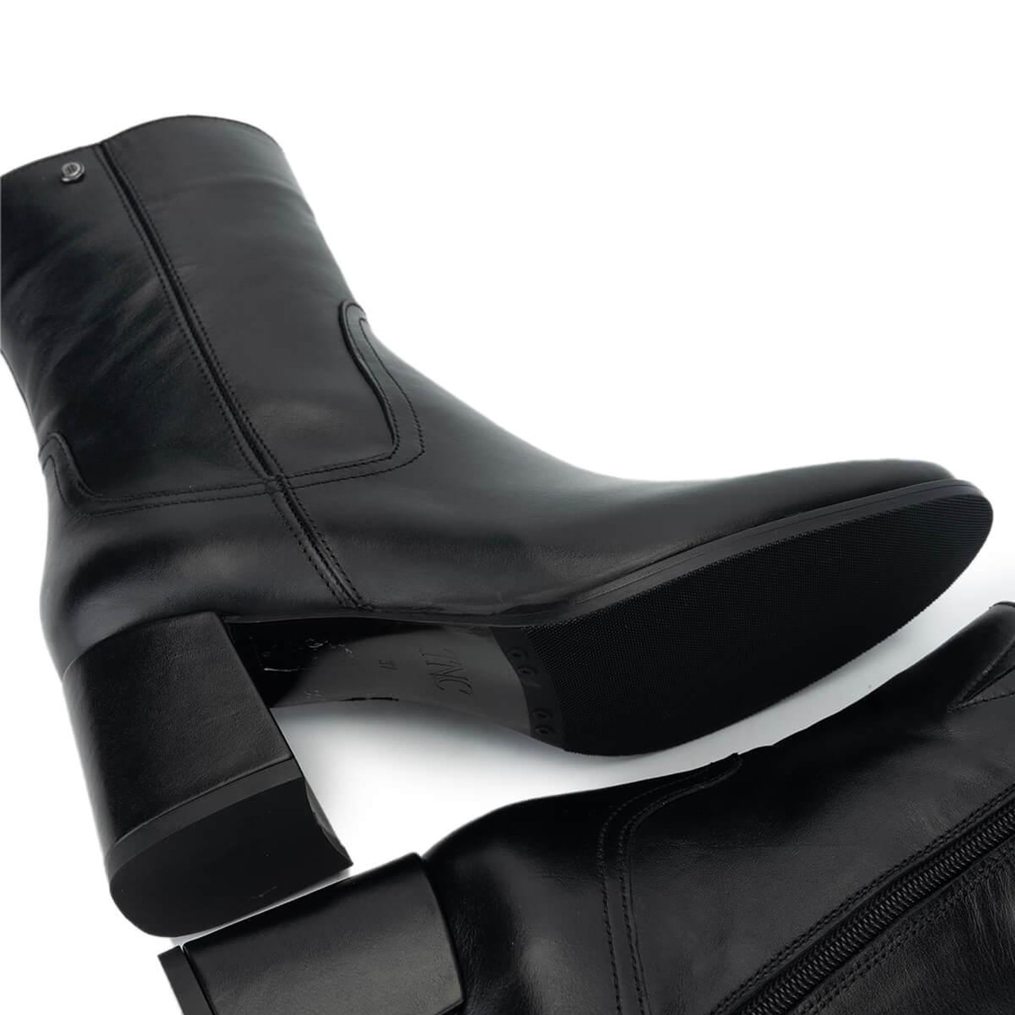 Tamer Tanca Kadın Hakiki Deri Siyah Deri Topuklu Bot