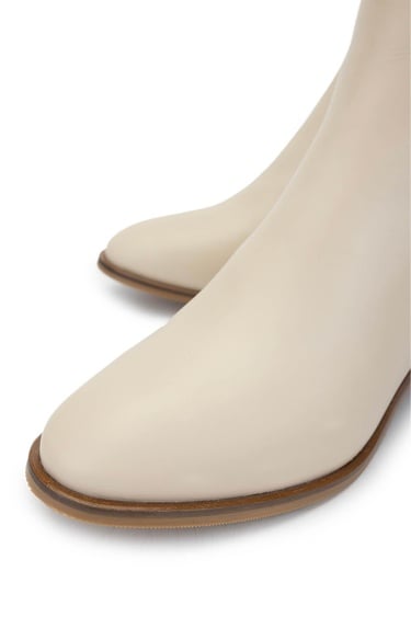  Tamer Tanca Kadın Hakiki Deri Bej Topuklu Bot