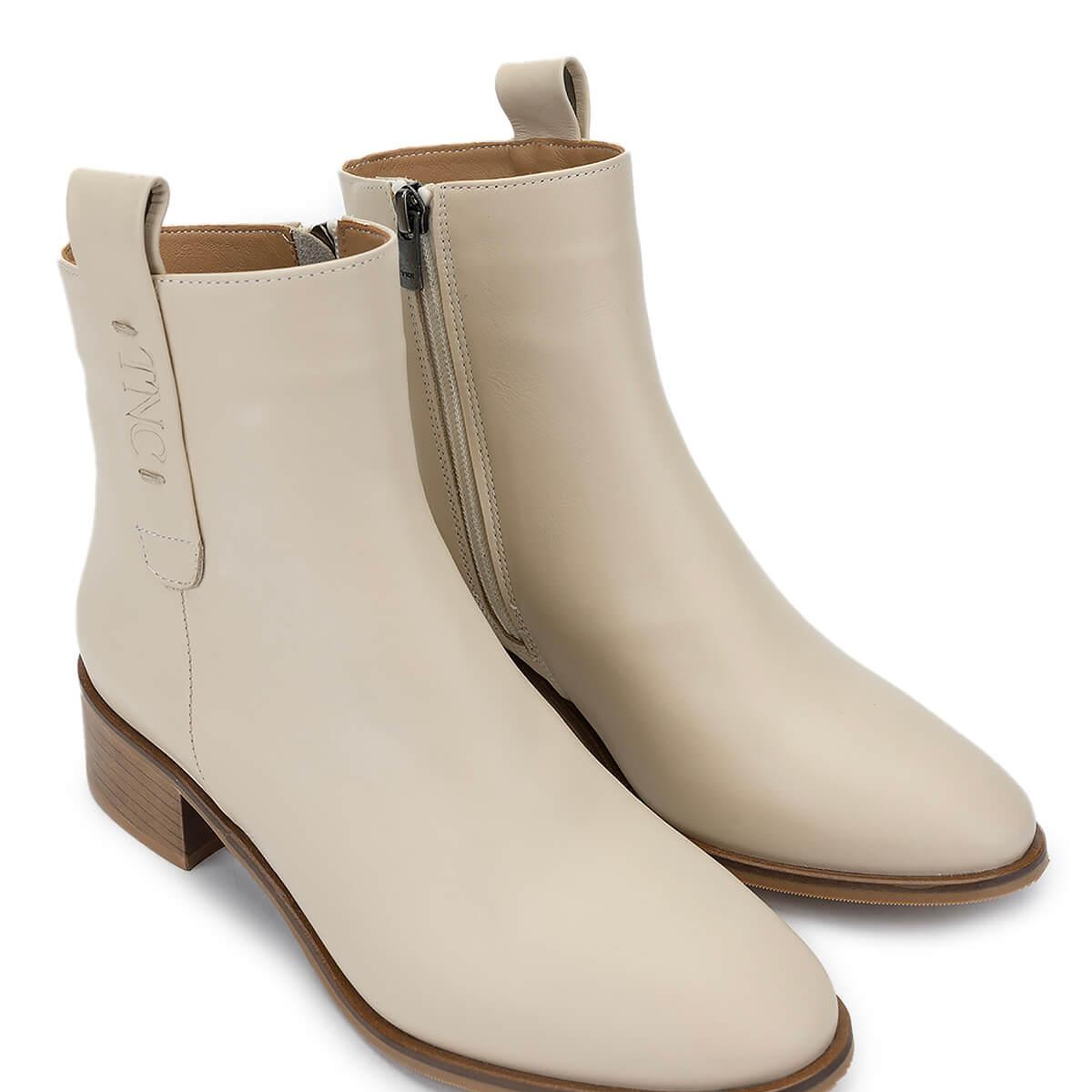 Tamer Tanca Kadın Hakiki Deri Bej Topuklu Bot