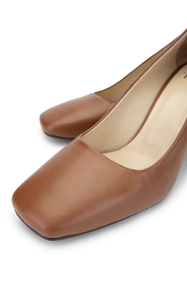  Tamer Tanca Kadın Hakiki Deri Taba Topuklu Ayakkabı