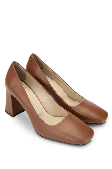  Tamer Tanca Kadın Hakiki Deri Taba Topuklu Ayakkabı