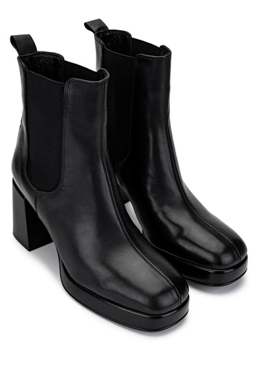  Tamer Tanca Kadın Hakiki Deri Siyah Deri Topuklu Bot