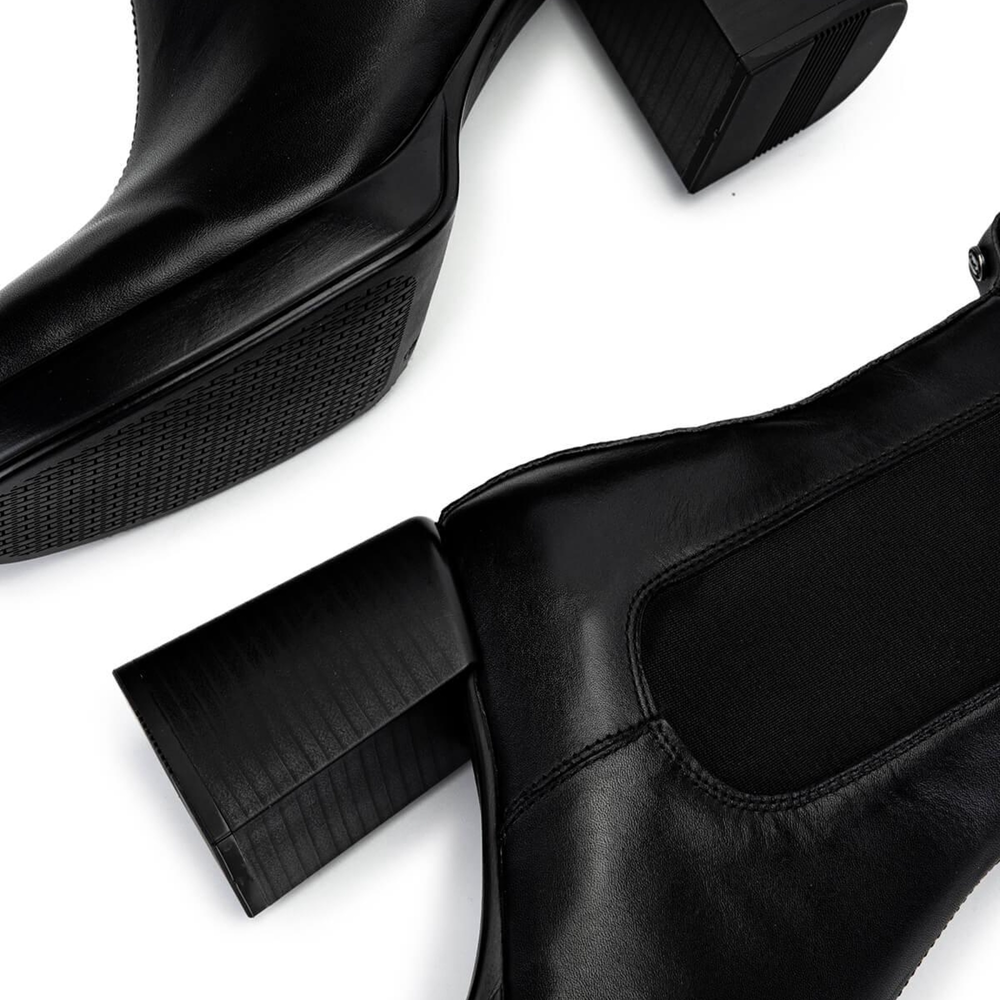 Tamer Tanca Kadın Hakiki Deri Siyah Deri Topuklu Bot