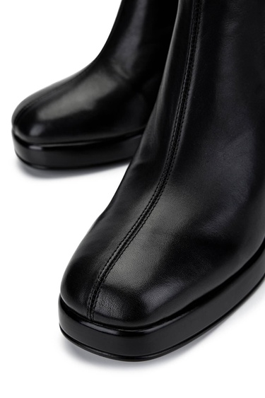  Tamer Tanca Kadın Hakiki Deri Siyah Deri Topuklu Bot