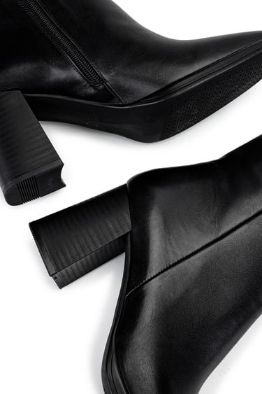  Tamer Tanca Kadın Hakiki Deri Siyah Deri Topuklu Bot