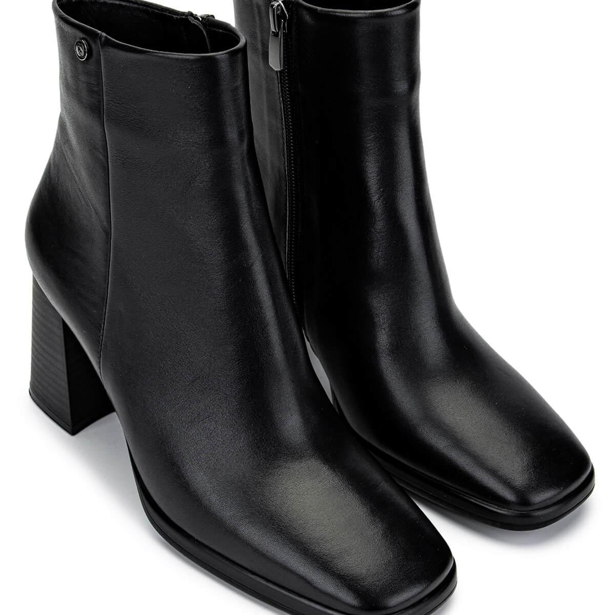 Tamer Tanca Kadın Hakiki Deri Siyah Deri Topuklu Bot