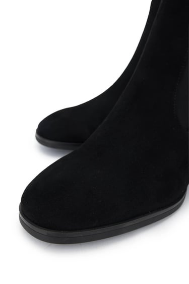  Tamer Tanca Kadın Hakiki Deri Siyah Süet Topuklu Bot