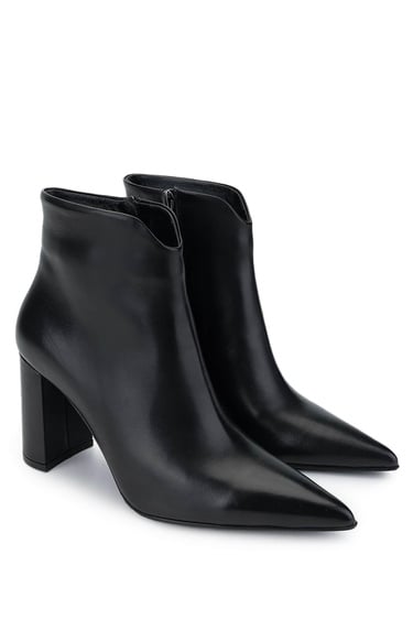 Tamer Tanca Kadın Hakiki Deri Siyah Deri Topuklu Bot