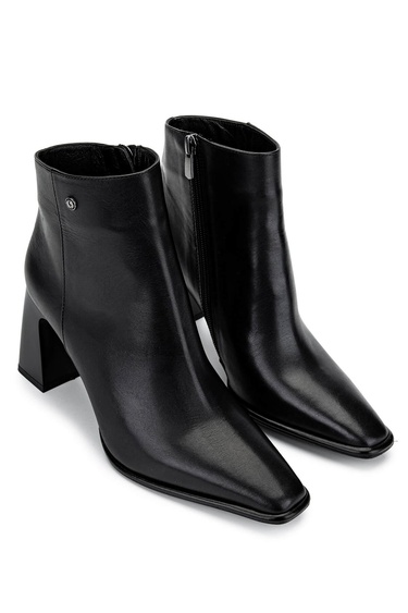  Tamer Tanca Kadın Hakiki Deri Siyah Deri Topuklu Bot