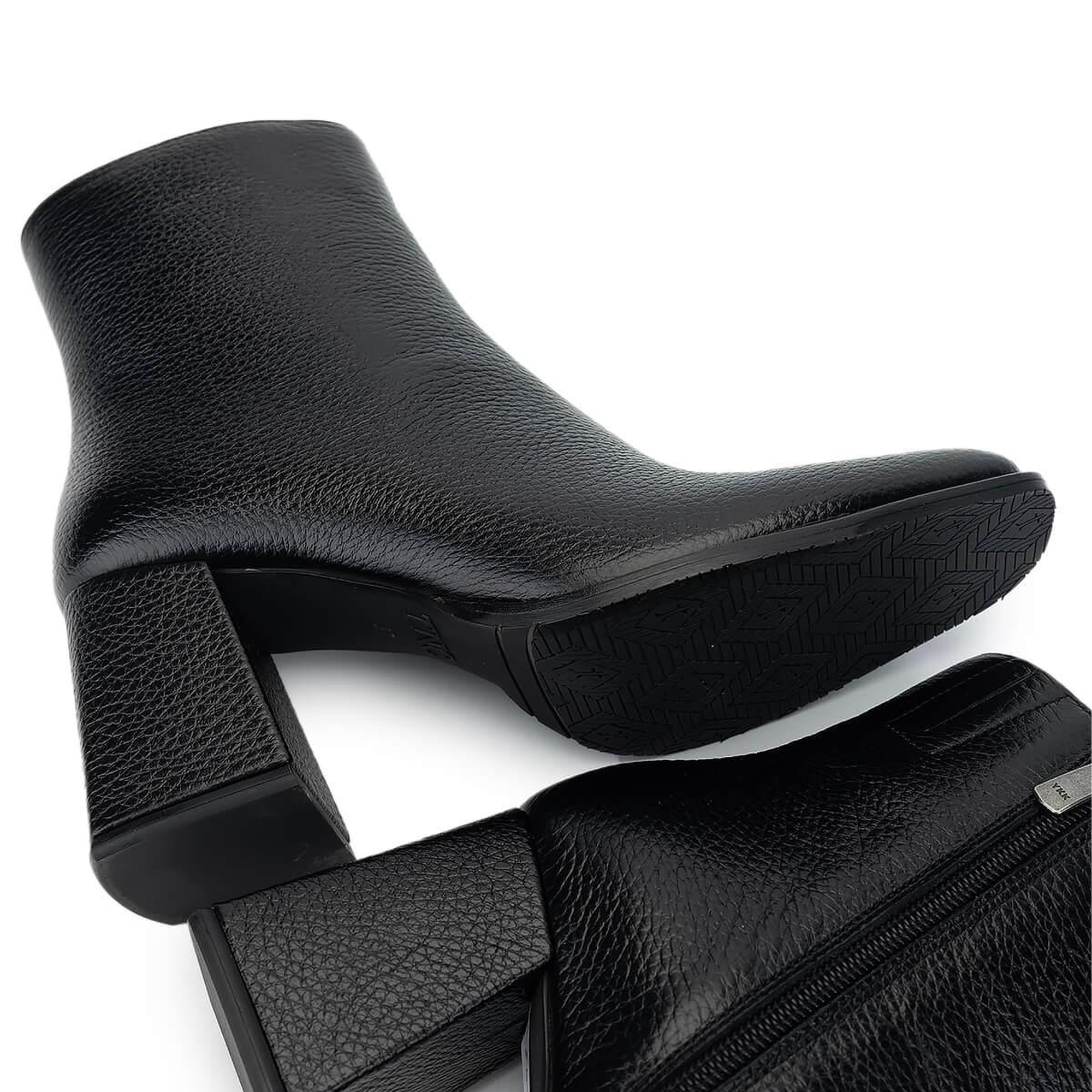 Tamer Tanca Kadın Hakiki Deri Siyah Floter Topuklu Bot