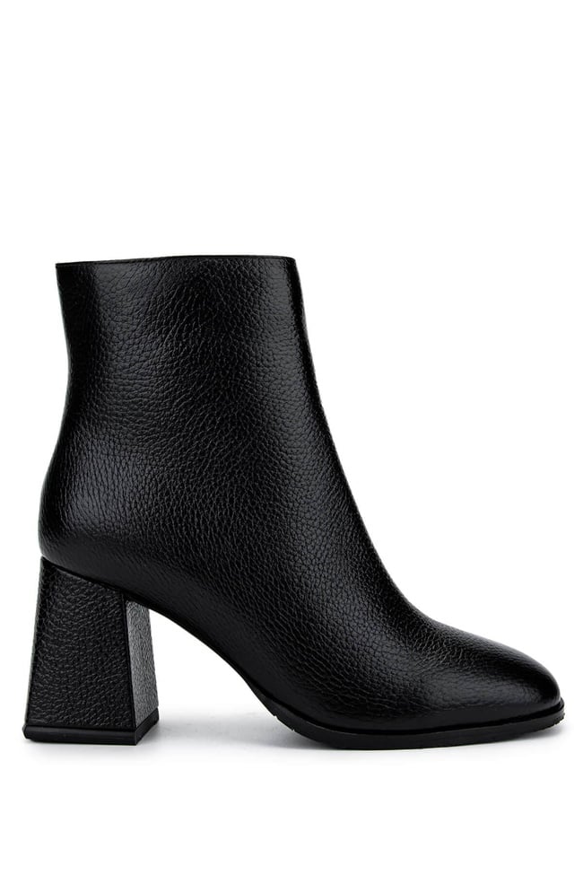  Tamer Tanca Kadın Hakiki Deri Siyah Floter Topuklu Bot