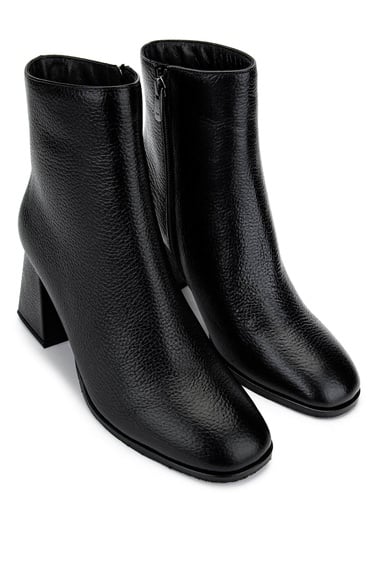  Tamer Tanca Kadın Hakiki Deri Siyah Floter Topuklu Bot