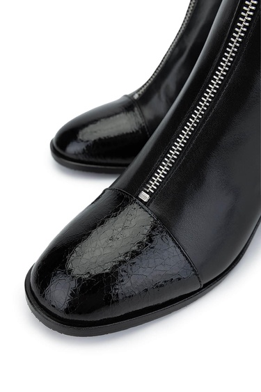  Tamer Tanca Kadın Hakiki Deri Siyah Topuklu Bot