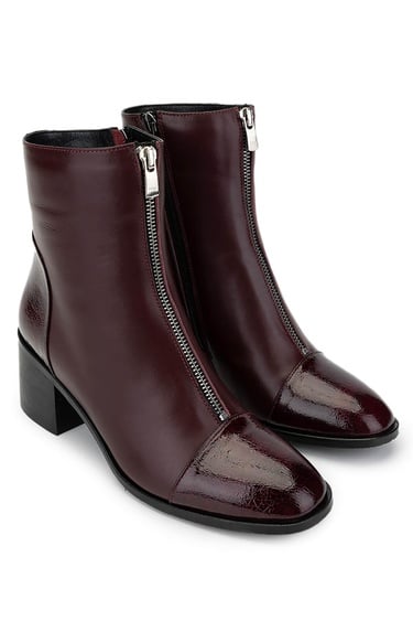  Tamer Tanca Kadın Hakiki Deri Bordo Topuklu Bot