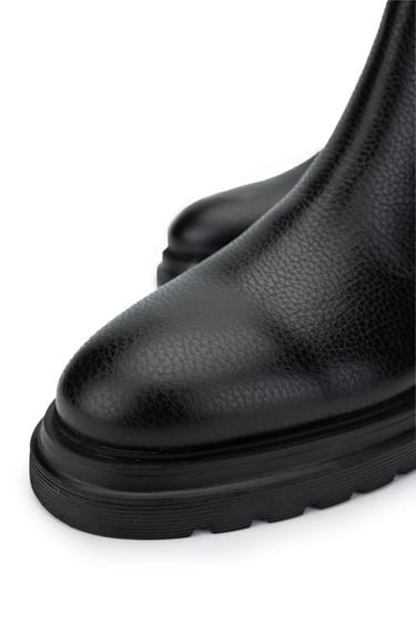  Tamer Tanca Erkek Hakiki Deri Siyah Bot Ayakkabı